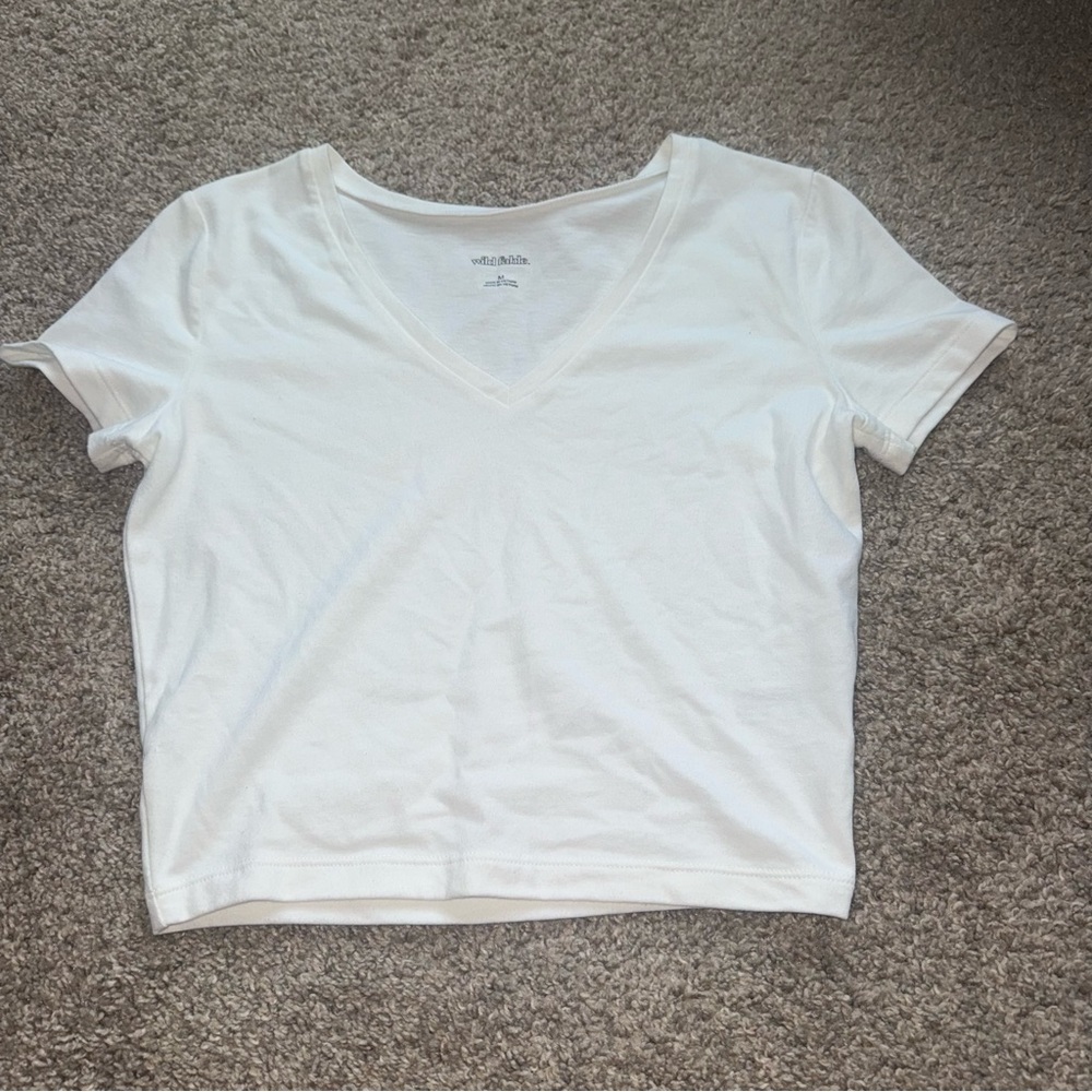 Wild Fable - White Crop Short Sleeve T-Shirt - M